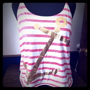 Red and white striped anchor tank top